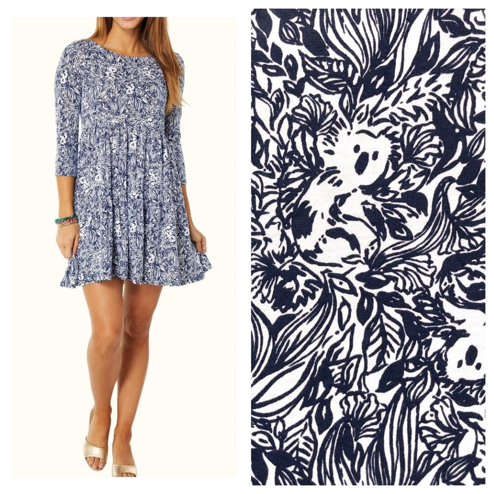 NEW Lilly Pulitzer Geanna Dress XS Gday Mate High Tide Navy Swing Tiered Koala